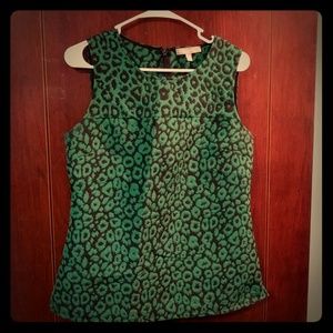 Banana Republic Green & Black leopard top